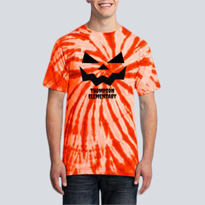 Adult Tie-Dye T-Shirt - Fall Holidays - Jack O' Lantern - Orange Thumbnail