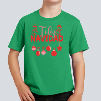 Youth T-Shirt - Winter Holidays - Feliz Festive - Red Thumbnail
