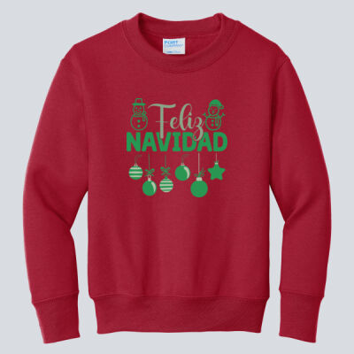 Youth Crewneck - Winter Holidays - Feliz Festive - Green Thumbnail
