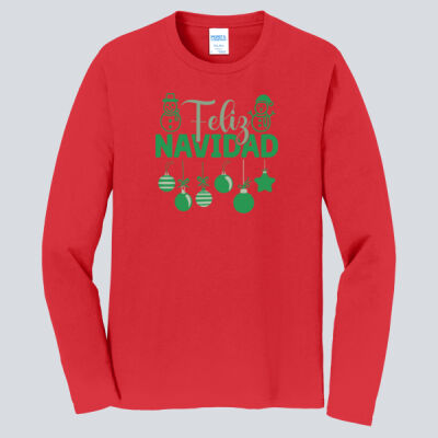 Adult Long Sleeve Shirt - Winter Holidays - Feliz Festive - Green Thumbnail