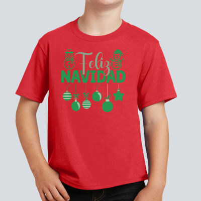 Youth T-Shirt - Winter Holidays - Feliz Festive - Green Thumbnail