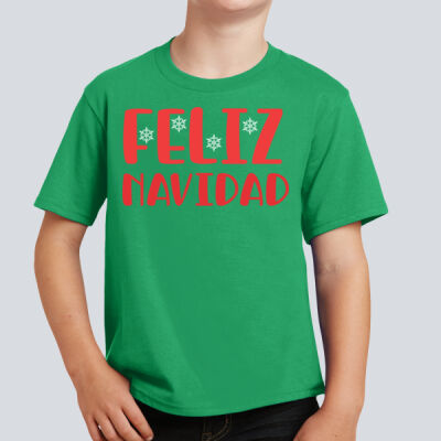 Youth T-Shirt - Winter Holidays - Feliz Navidad - Red Thumbnail