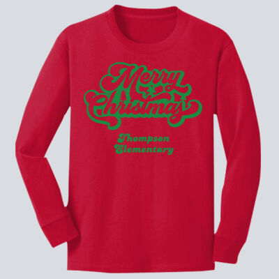Youth Long Sleeve Shirt - Winter Holidays - Merry Christmas - Green Thumbnail